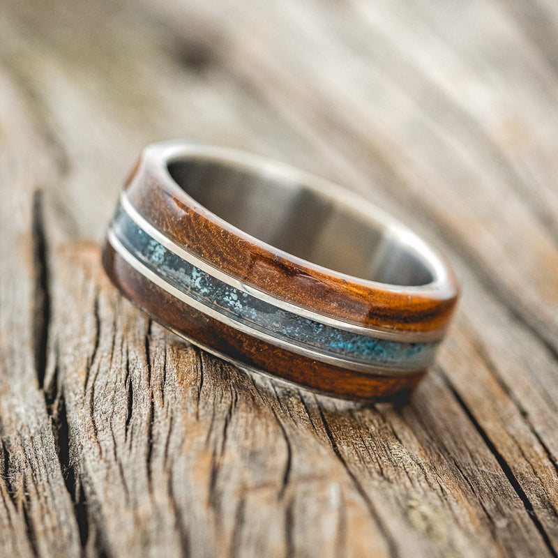 "GLEN" - IRONWOOD & PATINA COPPER WEDDING BAND - READY TO SHIP-2