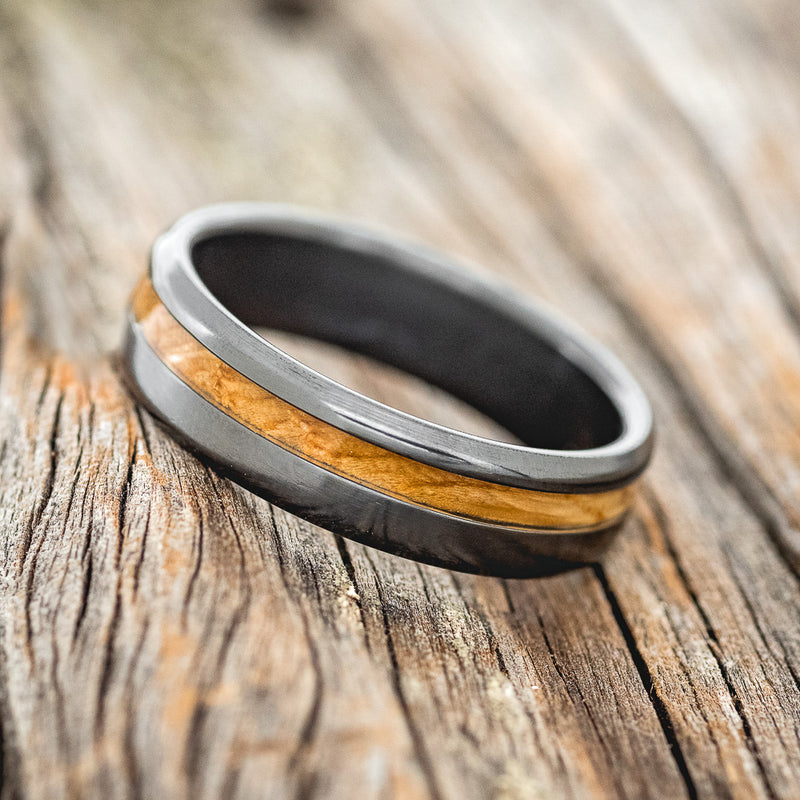 "VERTIGO" - WHISKEY BARREL OAK WEDDING BAND - READY TO SHIP-8