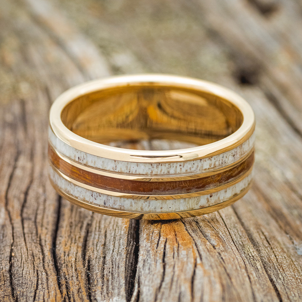 "RIO" - WHISKEY BARREL OAK & ANTLER WEDDING RING-7