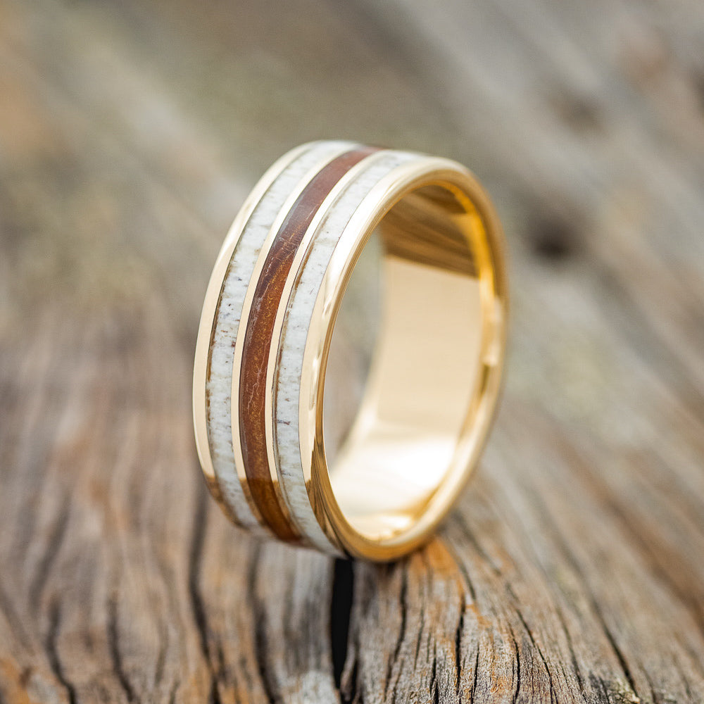"RIO" - WHISKEY BARREL OAK & ANTLER WEDDING RING-5