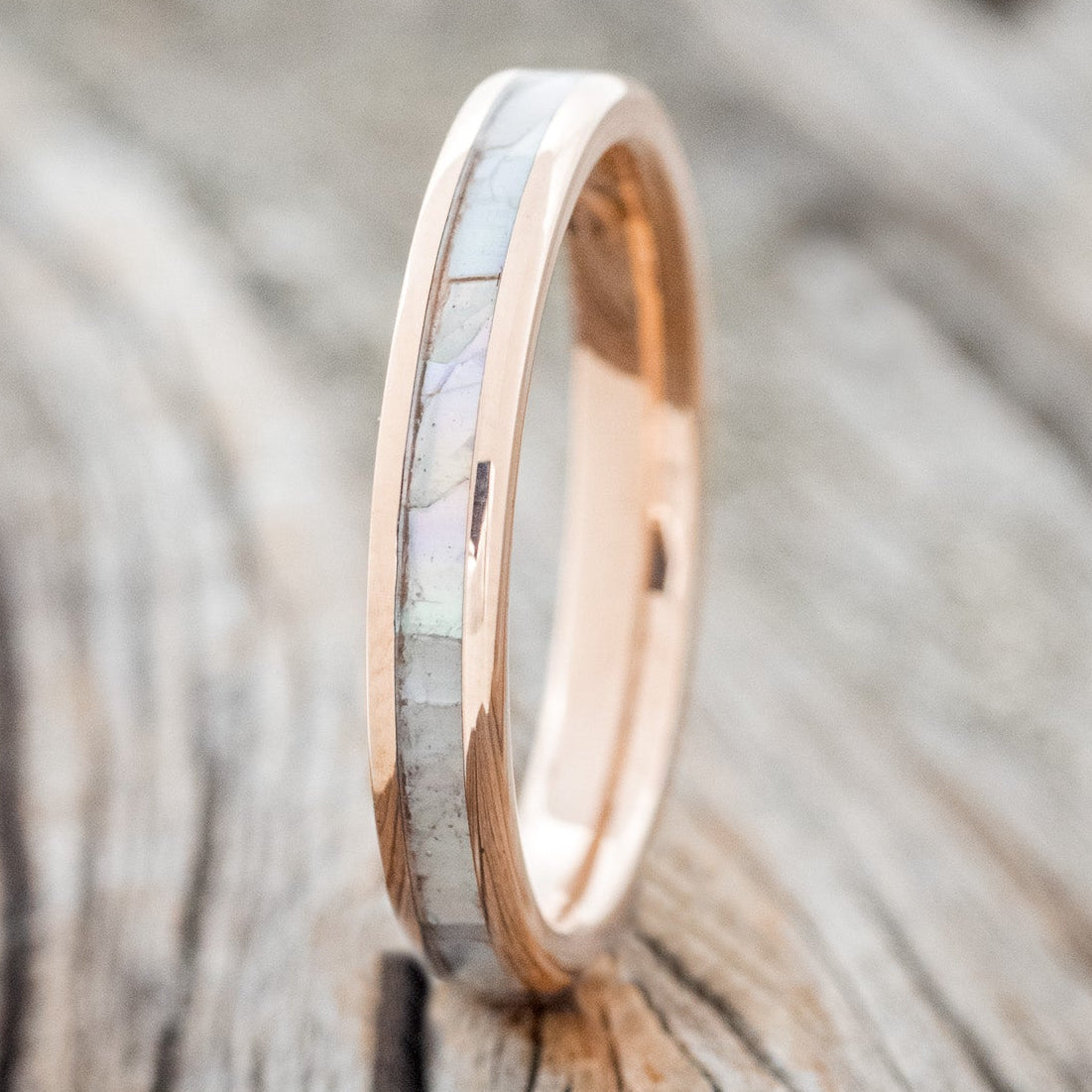 "ETERNA" - MOTHER OF PEARL WEDDING BAND-9