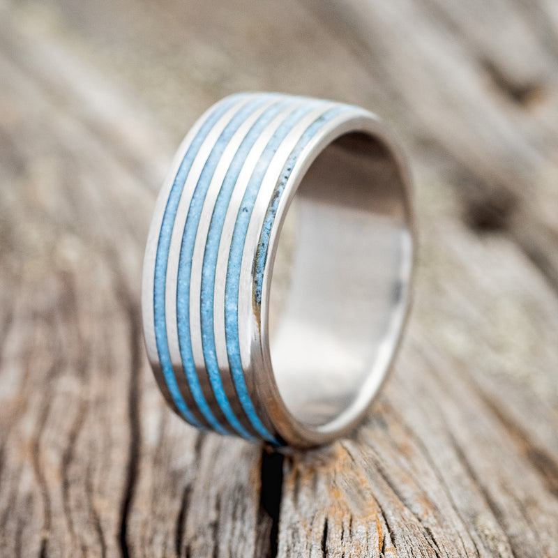 THREAD PATTERN TURQUOISE WEDDING BAND - READY TO SHIP-1