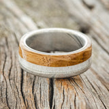 "EZRA" - WHISKEY BARREL OAK & ANTLER WEDDING BAND - READY TO SHIP-3