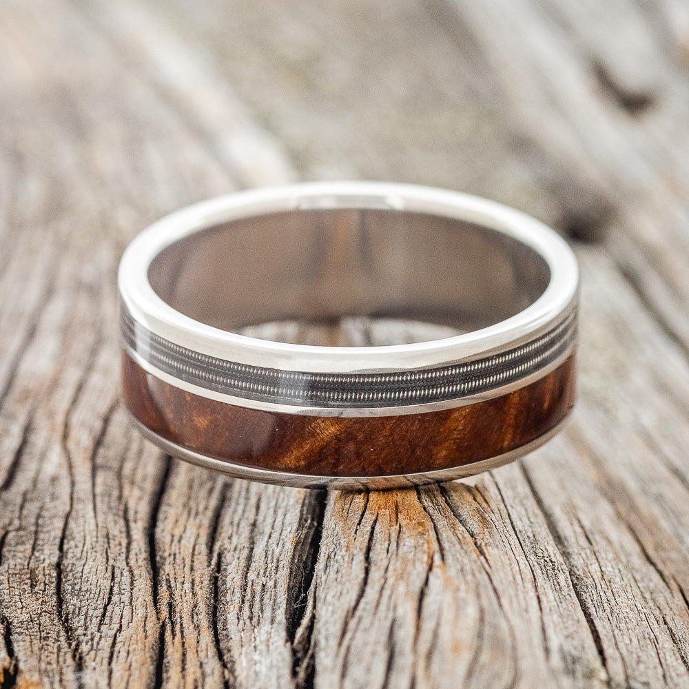 "RAPTOR" - GUITAR STRING & REDWOOD WEDDING BAND-9