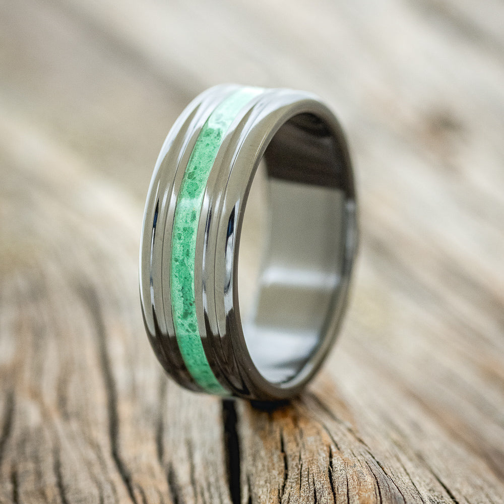 "AUSTIN" - MALACHITE WEDDING BAND - READY TO SHIP-1