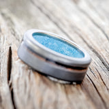 "VERTIGO" - PATINA COPPER WEDDING RING FEATURING A TURQUOISE LINING & SANDBLASTED FINISH - READY TO SHIP-9