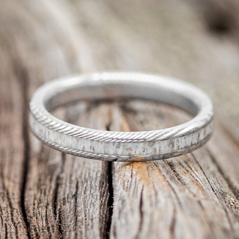 "VERTIGO" - MATCHING SET OF ANTLER WEDDING BANDS-14