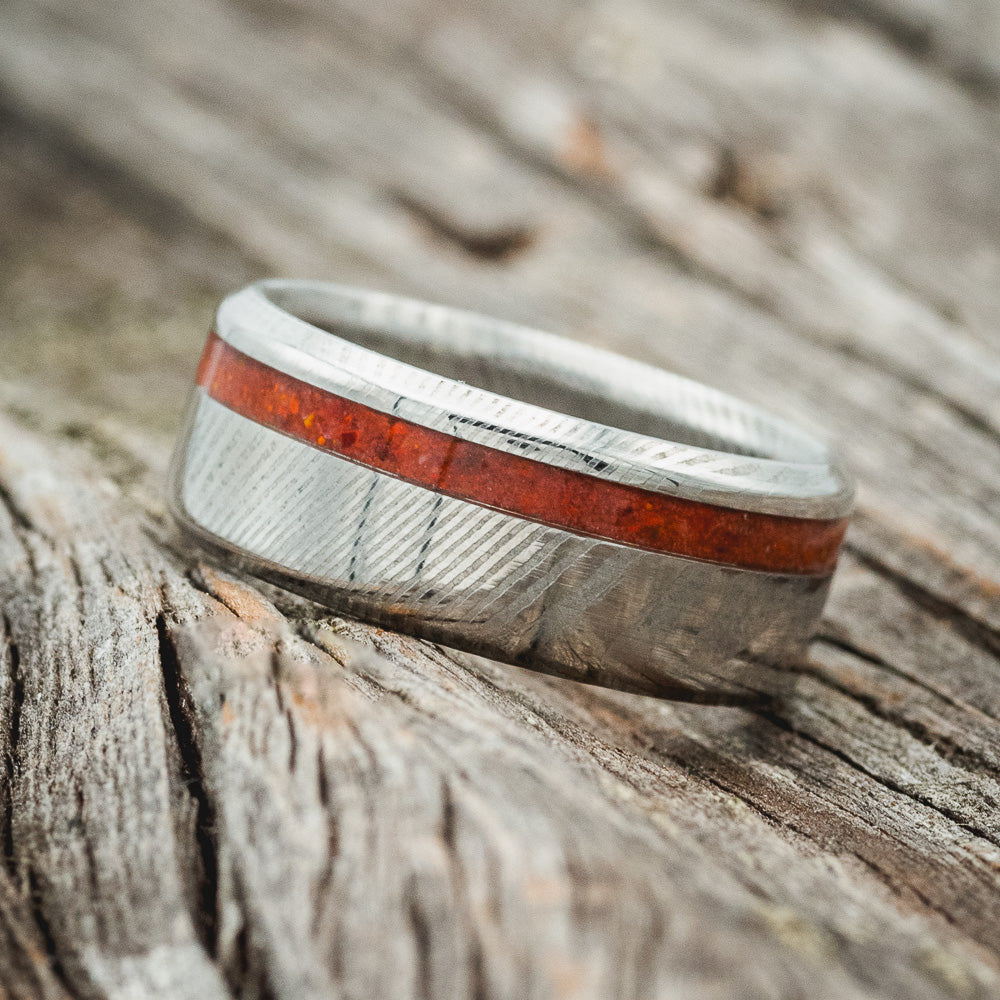 "VERTIGO" - RUBY RED OPAL WEDDING RING-2