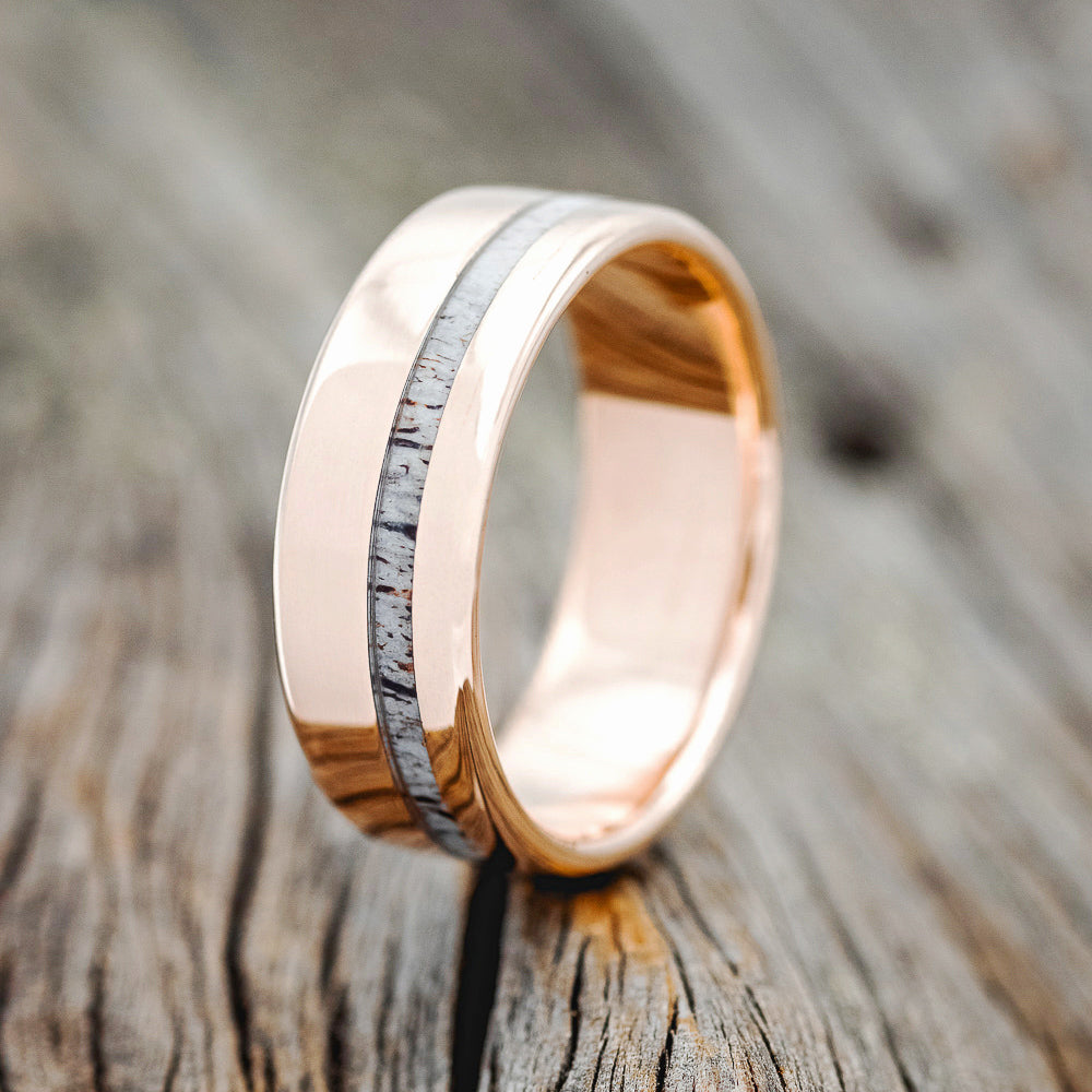 "VERTIGO" - OFFSET ELK ANTLER WEDDING RING-17