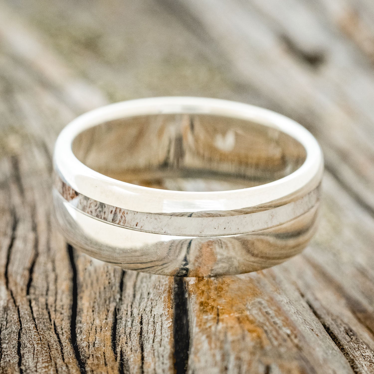 "VERTIGO" - OFFSET ELK ANTLER WEDDING RING-13
