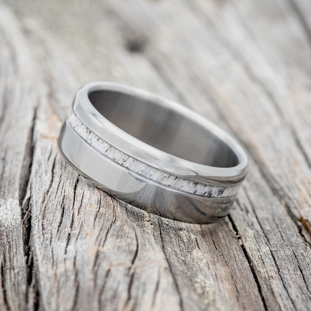 "VERTIGO" - OFFSET ELK ANTLER WEDDING RING-2