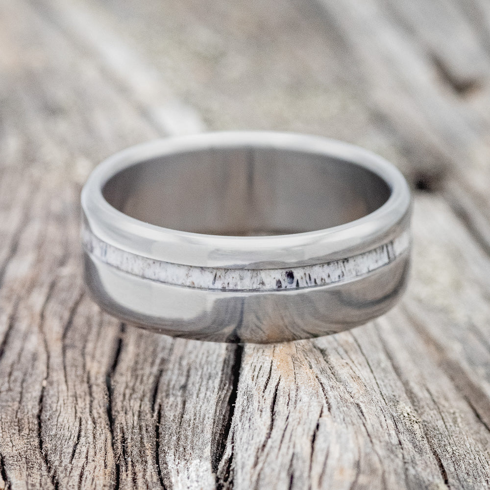"VERTIGO" - OFFSET ELK ANTLER WEDDING RING-4
