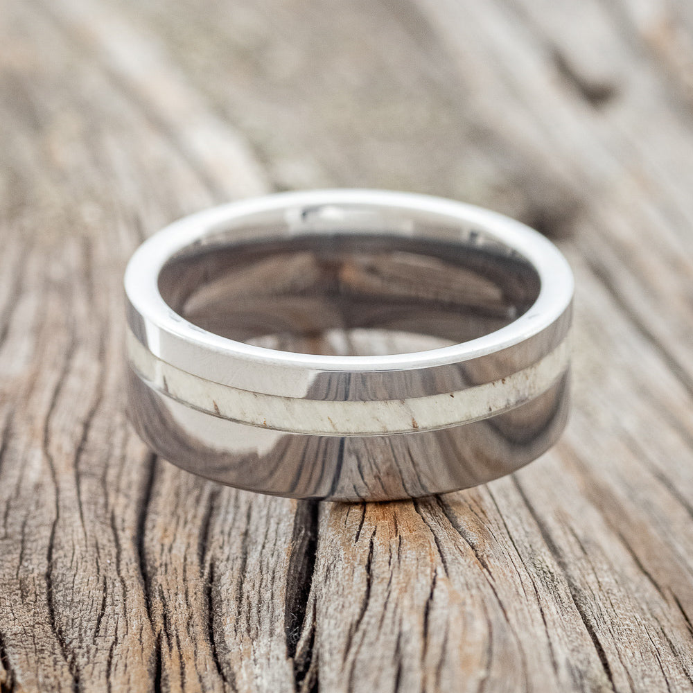 "VERTIGO" - OFFSET ELK ANTLER WEDDING RING-7