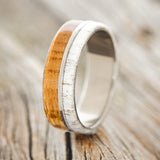 "GOLDEN" - WHISKEY BARREL OAK & ANTLER WEDDING BAND-1