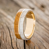 "GOLDEN" - WHISKEY BARREL OAK & ANTLER WEDDING BAND-4