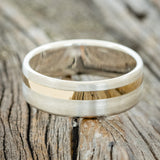 "VERTIGO" - 14K GOLD INLAY WEDDING BAND WITH A BRUSHED FINISH-3