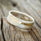 "VERTIGO" - 14K GOLD INLAY WEDDING BAND WITH A BRUSHED FINISH-2