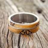 "GOLDEN" - BUCKEYE BURL WOOD & ALASKAN PANNED GOLD NUGGETS WEDDING RING - READY TO SHIP-7