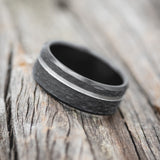 HAMMERED WEDDING BAND WITH A CUT ETCHING - READY TO SHIP
