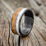 "RAINIER" - CHAROITE STONE, ELK ANTLER & WHISKEY BARREL OAK WEDDING BAND - READY TO SHIP-4