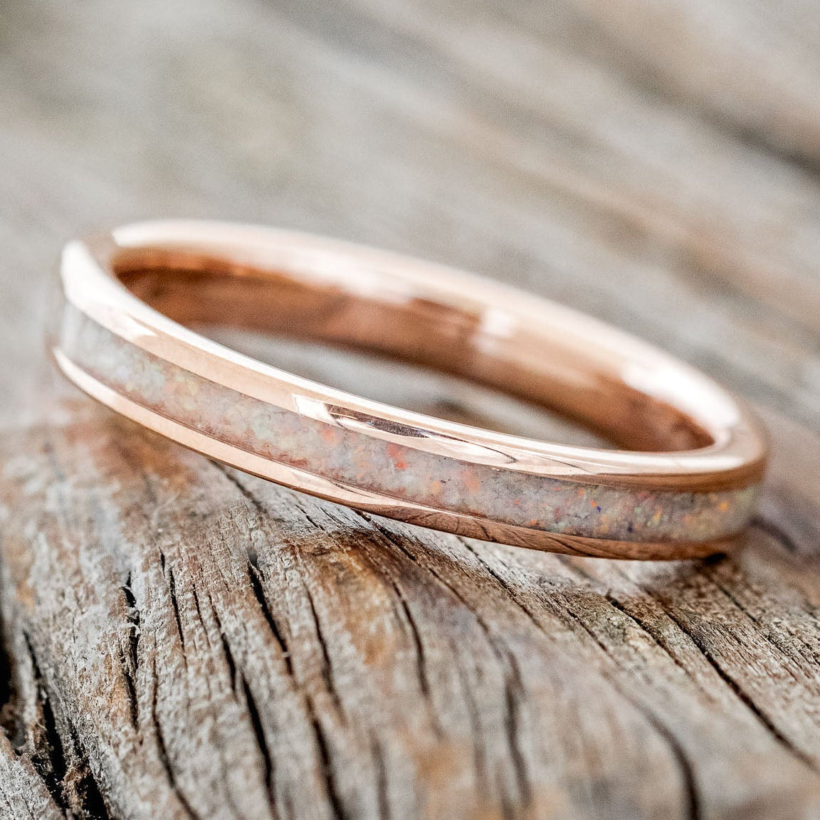 "ETERNA" - FIRE & ICE OPAL STACKING BAND-14