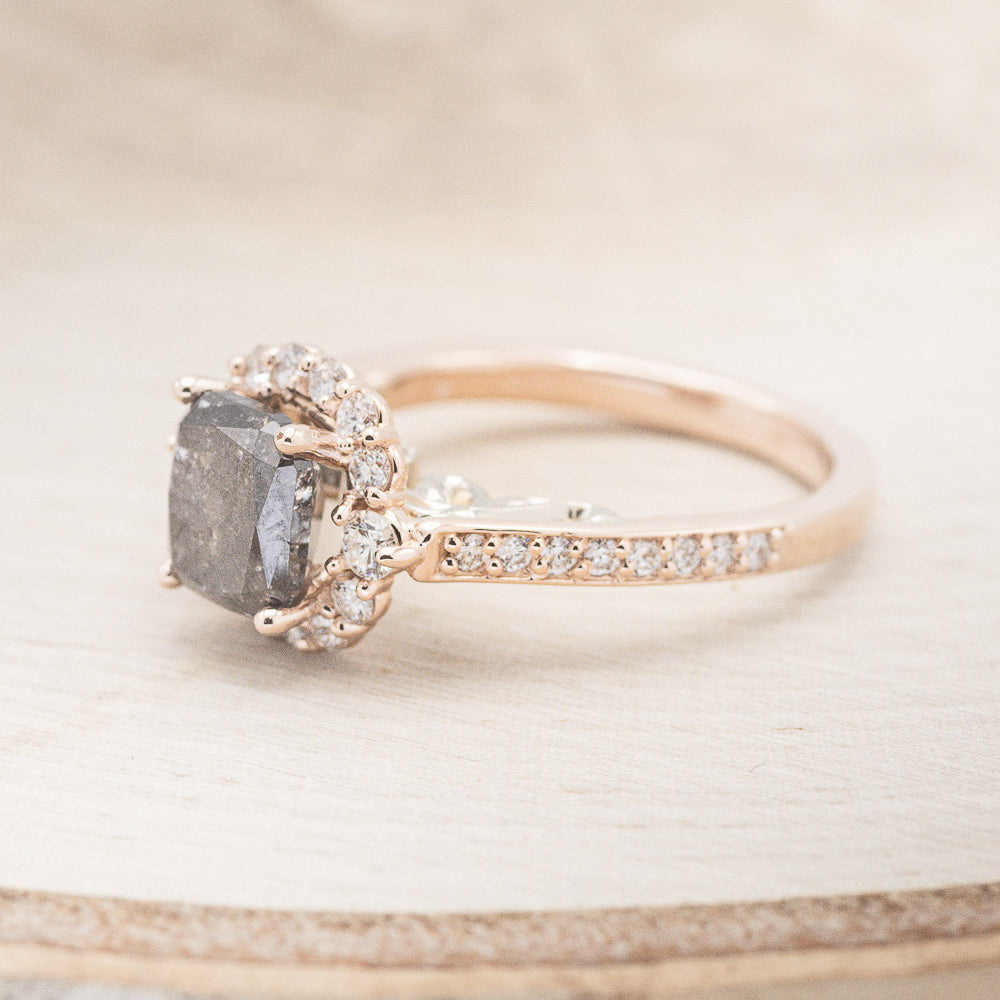 "OPHELIA" - ENGAGEMENT RING WITH DIAMOND HALO & ACCENTS - MOUNTING ONLY - SELECT YOUR OWN STONE-6