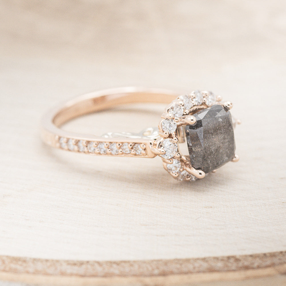 "OPHELIA" - ENGAGEMENT RING WITH DIAMOND HALO & ACCENTS - MOUNTING ONLY - SELECT YOUR OWN STONE-5