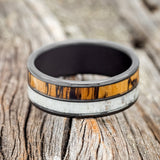 "DYAD" - SPALTED MAPLE & ANTLER WEDDING BAND - READY TO SHIP-9