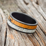 "DYAD" - SPALTED MAPLE & ANTLER WEDDING BAND - READY TO SHIP-8