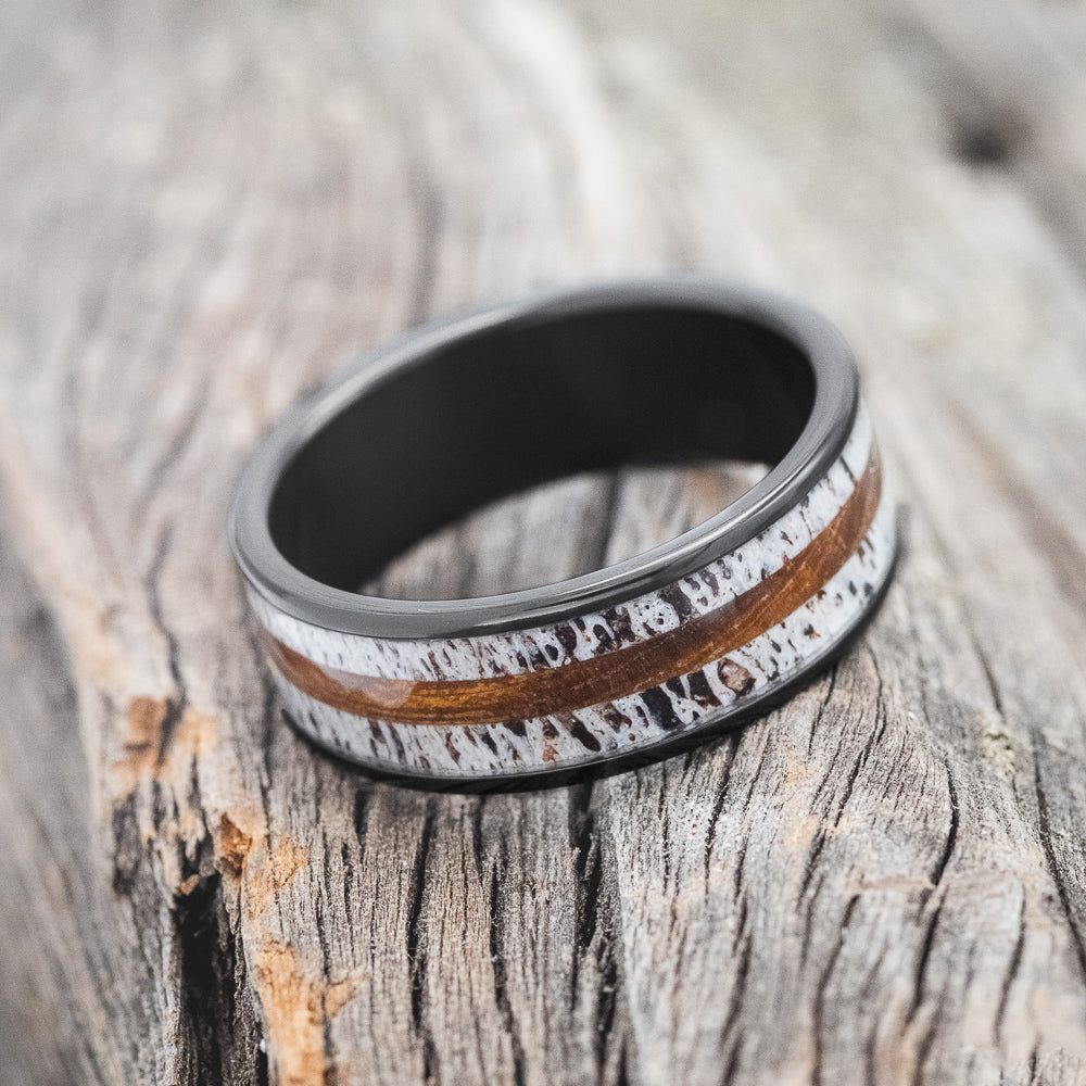 "RAINIER" - ANTLER & IRONWOOD WEDDING BAND - READY TO SHIP-6