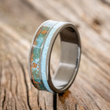 "RAPTOR" - PATINA COPPER & TURQUOISE WEDDING BAND - READY TO SHIP-4