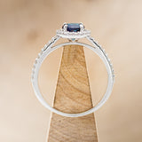 "AURORA" - ROUND LAB-GROWN ALEXANDRITE ENGAGEMENT RING WITH DIAMONDS - 14K WHITE GOLD - SIZE 9 1/4-5