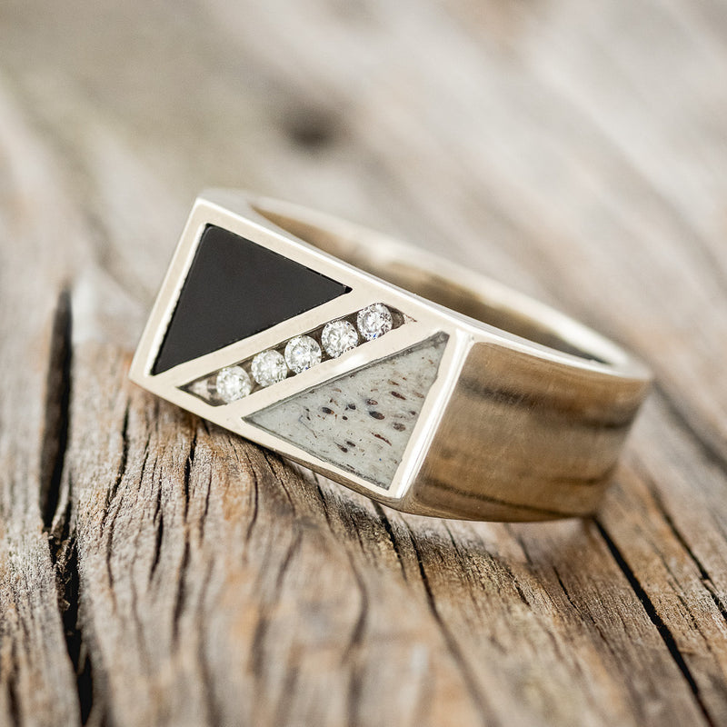 Mens black onyx and diamond wedding band Clearance