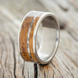 "RAINIER" - WHISKEY BARREL & OFFSET GRANITE WEDDING BAND-1