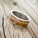 "RAINIER" - WHISKEY BARREL & OFFSET GRANITE WEDDING BAND-2