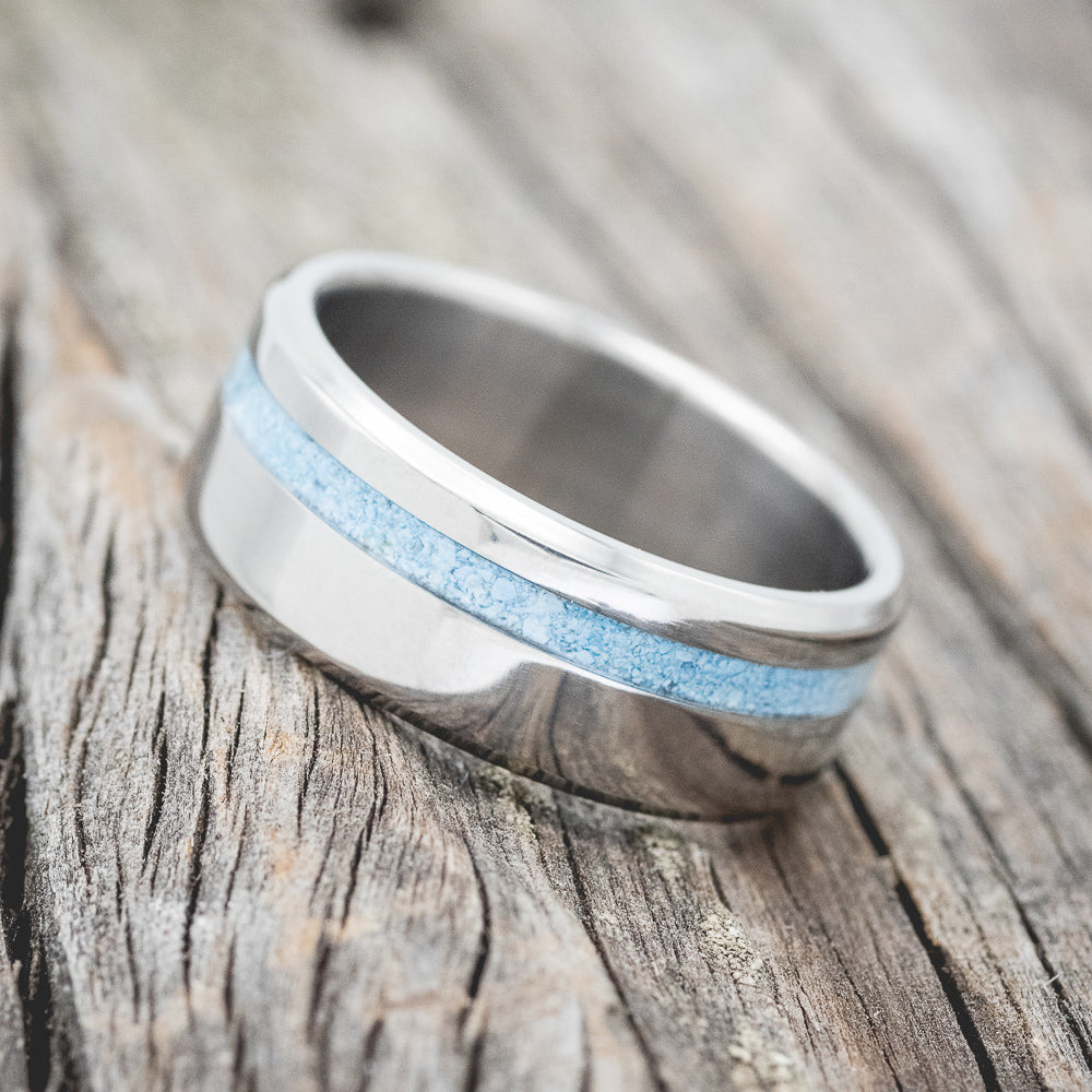 "VERTIGO" - MATCHING SET OF TURQUOISE WEDDING BANDS-4
