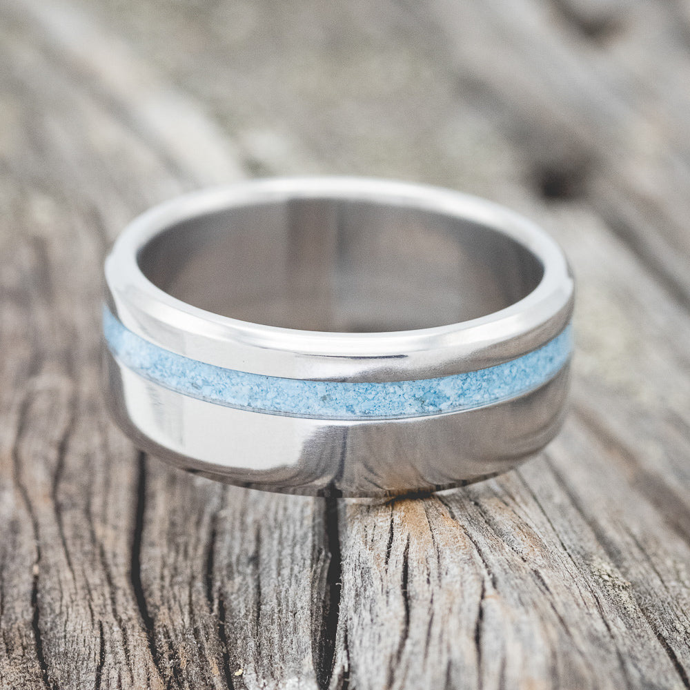 "VERTIGO" - MATCHING SET OF TURQUOISE WEDDING BANDS-8