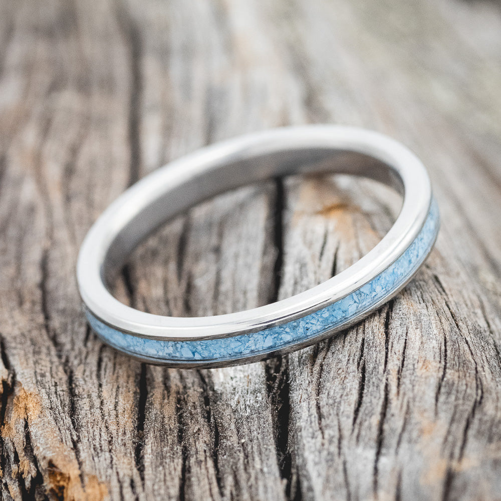 "VERTIGO" - MATCHING SET OF TURQUOISE WEDDING BANDS-7