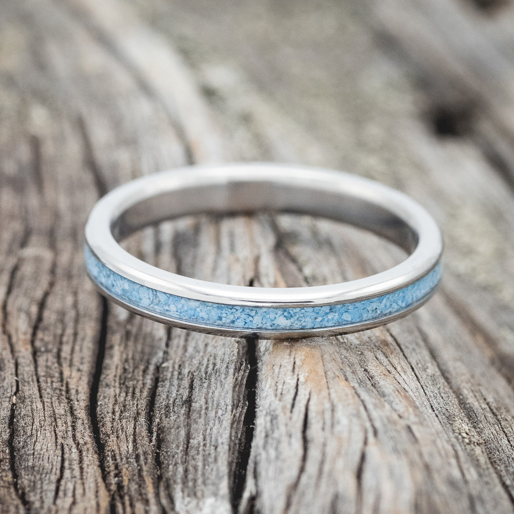 "VERTIGO" - MATCHING SET OF TURQUOISE WEDDING BANDS-9