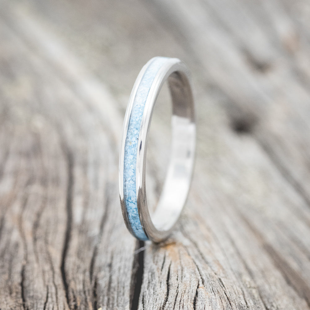 "VERTIGO" - MATCHING SET OF TURQUOISE WEDDING BANDS-3