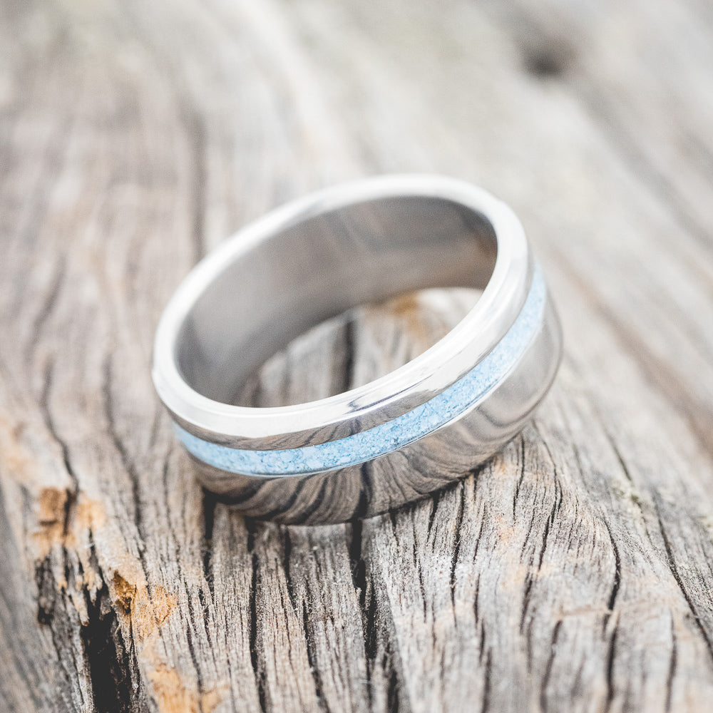 "VERTIGO" - MATCHING SET OF TURQUOISE WEDDING BANDS-6