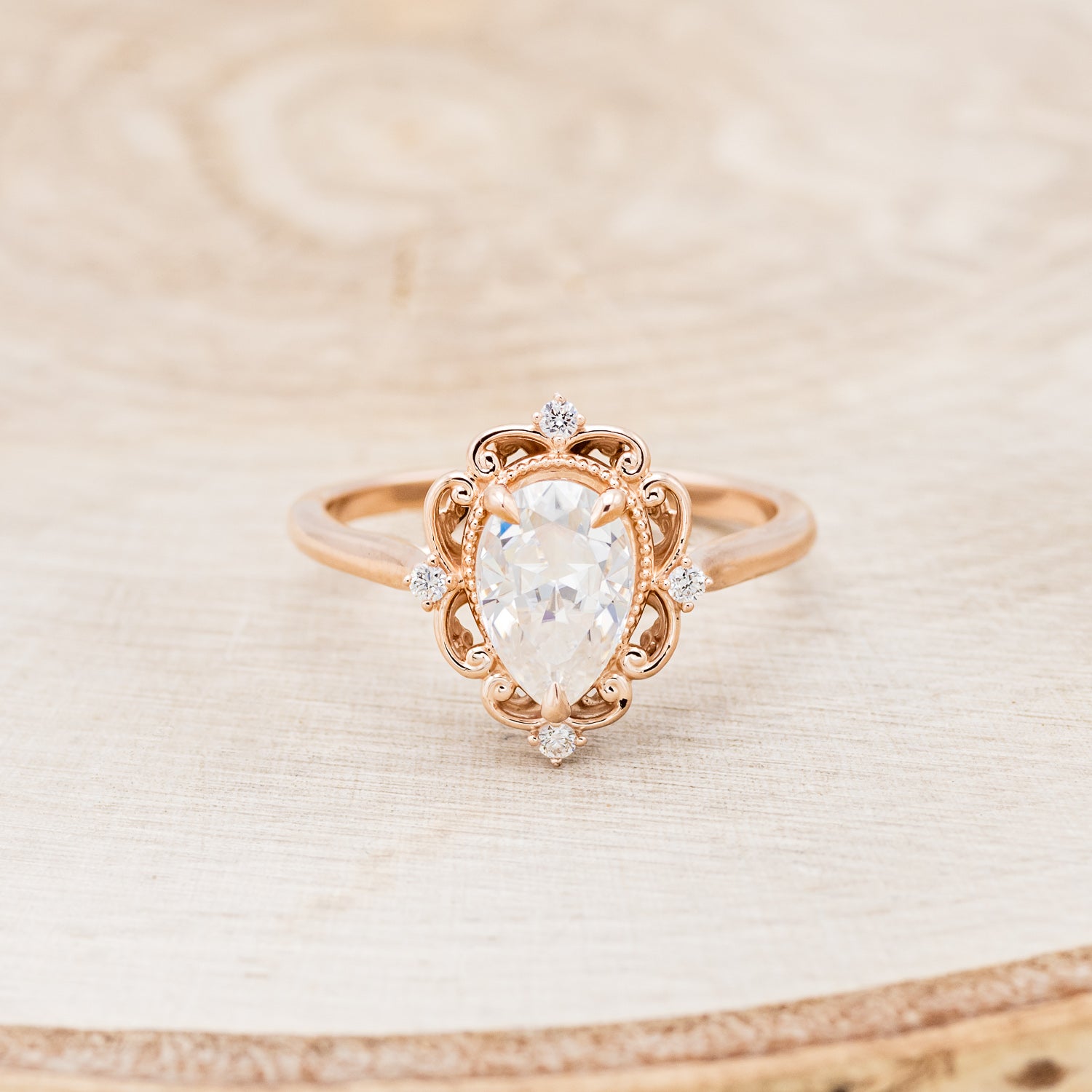 "VERA" - PEAR-SHAPED MOISSANITE ENGAGEMENT RING WITH DIAMOND ACCENTS-4