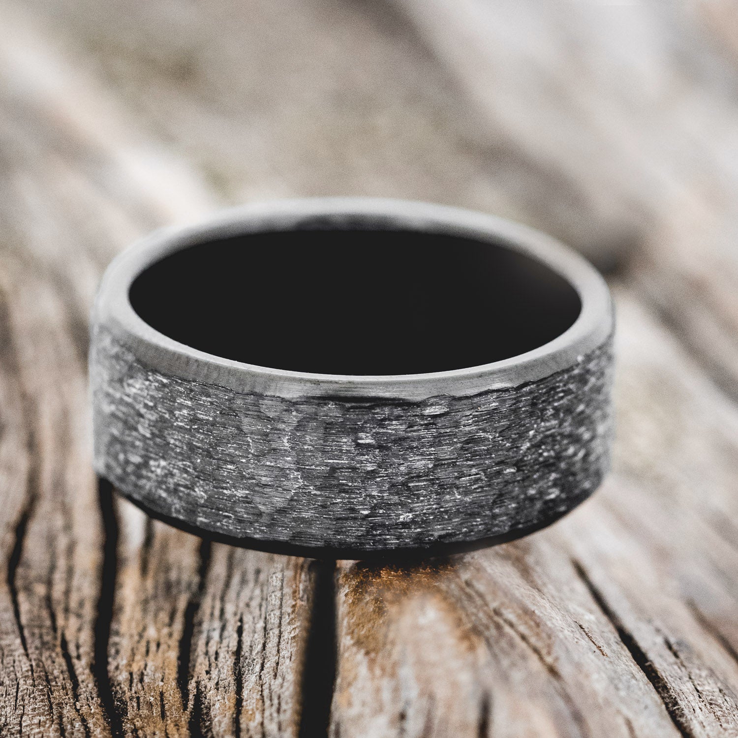 SOLID METAL WEDDING BAND WITH HAMMERED FINISH-7