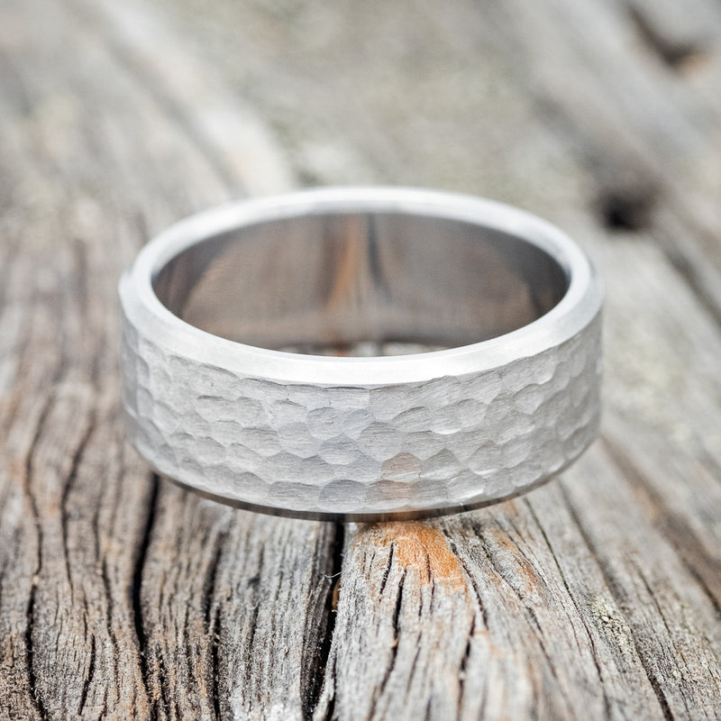 SOLID METAL WEDDING BAND WITH HAMMERED FINISH - READY TO SHIP-4