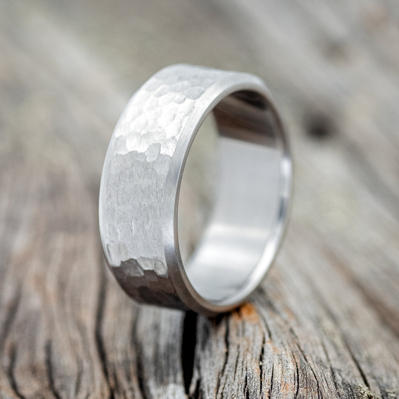 SOLID METAL WEDDING BAND WITH HAMMERED FINISH - READY TO SHIP-1