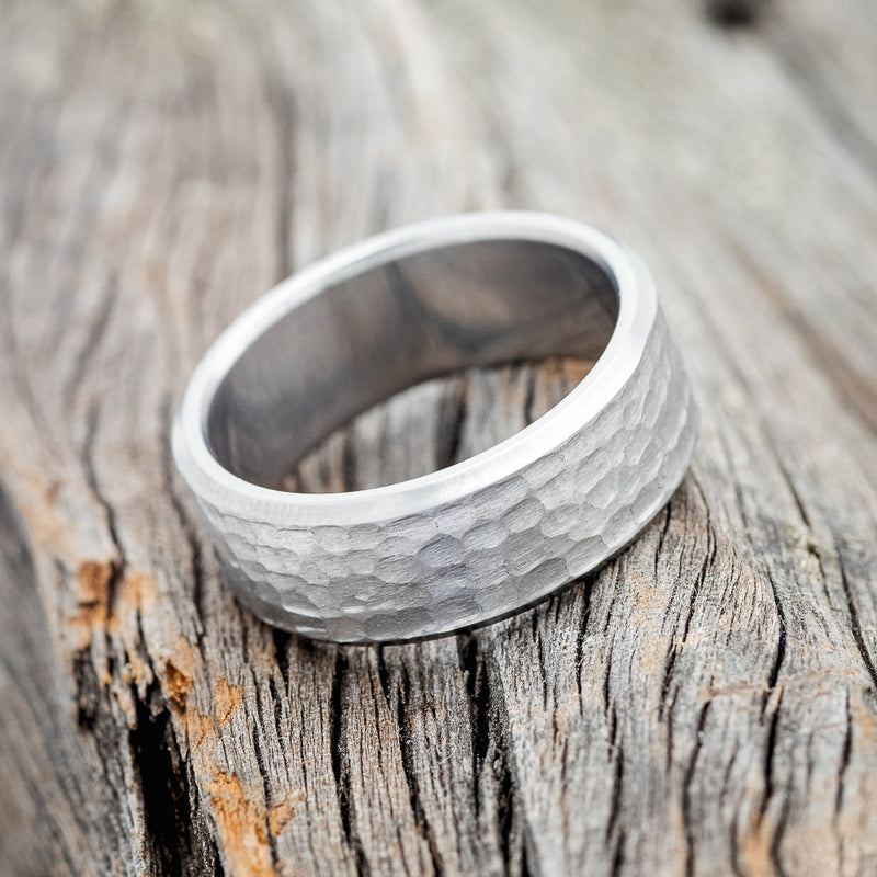 SOLID METAL WEDDING BAND WITH HAMMERED FINISH - READY TO SHIP-3