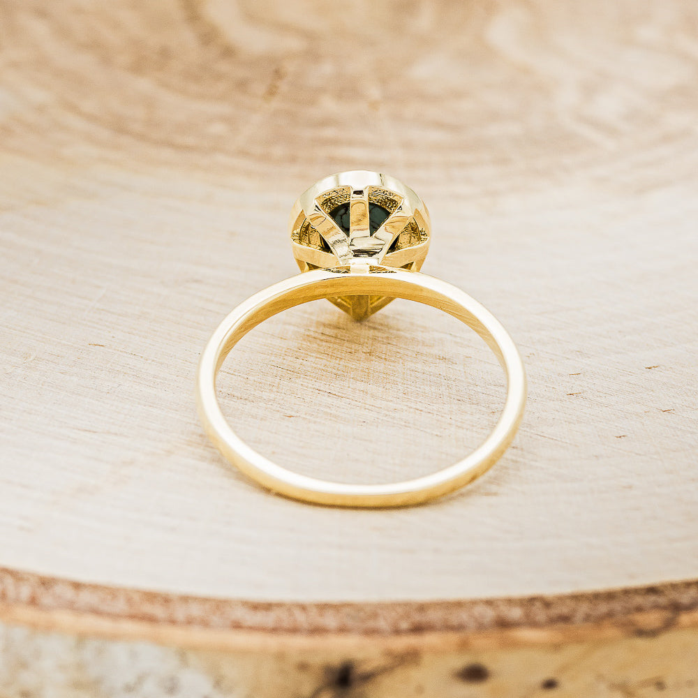 "TERRA" - PEAR-SHAPED TURQUOISE ENGAGEMENT RING WITH DIAMOND HALO-6