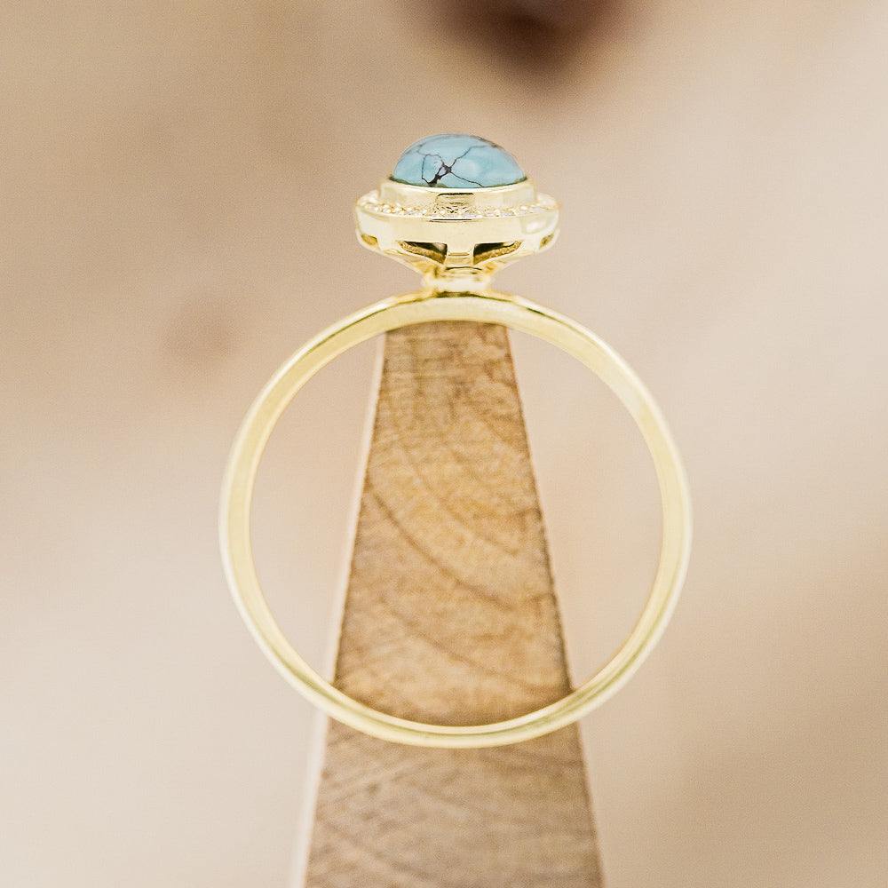 "TERRA" - PEAR-SHAPED TURQUOISE ENGAGEMENT RING WITH DIAMOND HALO-5