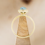 "TERRA" - PEAR-SHAPED TURQUOISE ENGAGEMENT RING WITH DIAMOND HALO - READY TO SHIP