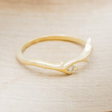 "ARTEMIS" STACKER - 14K GOLD ANTLER-STYLE STACKING BAND WITH A SINGLE DIAMOND ACCENT